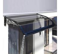 Generico Tettoia per Esterno,Pensilina da Esterno con Protezione UV dalla Pioggia e dalla Neve,Pensilina Tettoia per Porta Anteriore in Policarbonato e Alluminio,Nero,60x110cm/24 x43