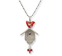 Generico The 1925 Birdhouse Necklace,Handmade Vintage Birdhouse Shape Hollow Pendant,Bird House and Tiny Red Birds Pendant Chain Necklace,for Bird Lovers Jewelry Collectors Accessory