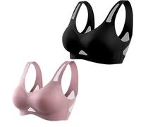 Generico The Anti Sagging Breast Bra, Saralush Aerisoft - Ultimate Breathable Comfort Bra, Ultimate Breathable Comfort (Black+Pink,L)