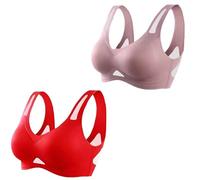 Generico The Anti Sagging Breast Bra, Saralush Aerisoft - Ultimate Breathable Comfort Bra, Ultimate Breathable Comfort (Pink+Red,XL)