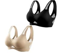 Generico The Anti Sagging Breast Bra, Saralush Aerisoft - Ultimate Breathable Comfort Bra, Ultimate Breathable Comfort (Black+Beige,XL)