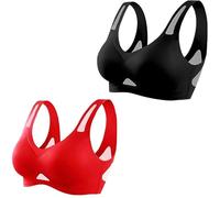 Generico The Anti Sagging Breast Bra, Saralush Aerisoft - Ultimate Breathable Comfort Bra, Ultimate Breathable Comfort (Black+Red,XXL)