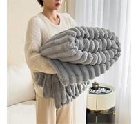 Generico The Bunny Blanket for Women - 1000GSM Super Soft Fluffy Bubble Plush Throw, Thick Warm Cozy Furry Couch Bed Sofa Living Room (Silver-gray,79" X 90"/200 X 230cm)
