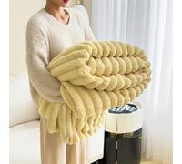 Generico The Bunny Blanket for Women - 1000GSM Super Soft Fluffy Bubble Plush Throw, Thick Warm Cozy Furry Couch Bed Sofa Living Room (Yellow,62" X 79"/150 X 200cm)