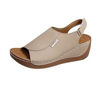 Generico the drop sandali,sandali donna trekking, Modello casual con plateau e cinturino singolo, tinta unita a punta definita (Beige, 43)