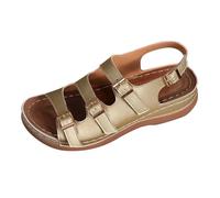 Generico the drop sandali,sandali spiaggia donna, Sandali da donna con plateau, tacco a spillo alto, punta, cinturino in pelle e fibbia Pantofole A Ballerina (Gold, 43)