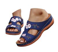 Generico the drop sandali,sandals, modelli ricamati, comodi e casual, ideali per la casa, la spiaggia e le attività all'aperto (vari colori), versione inverno (Dark Blue, 43)