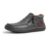 Generico The First Young Driving Boots Men, New Men’s Handmade Premium Leather Slip-On Driving Boots Travel, for Outdoor,everyday life (Gray,36.5)