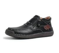 Generico The First Young Driving Boots Men, New Men’s Handmade Premium Leather Slip-On Driving Boots Travel, for Outdoor,everyday life (Black,36.5)