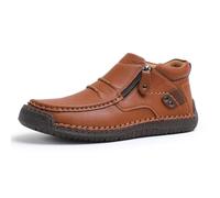 Generico The First Young Driving Boots Men, New Men’s Handmade Premium Leather Slip-On Driving Boots Travel, for Outdoor,everyday life (Light Brown,33.5)
