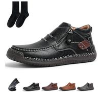 Generico The First Young Shoes Men, Handmade Premium Leather Motorcycle Boots, Anti-Slip Rubber Outsole & Side Zipper for All-Day Comfort (Black,42)