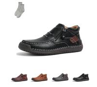 Generico The First Young Shoes Men, Handmade Premium Leather Slip On Driving Boots, for Leisure,Walking, Office (Black,46)