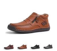 Generico The First Young Shoes Men, Handmade Premium Leather Slip On Driving Boots, for Travel And Outdoor (Brown,43)