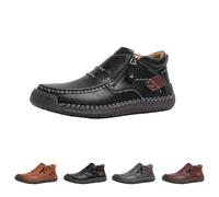Generico The First Young Shoes Men, Handmade Premium Leather Slip on Driving Boots Travel & Outdoor (Black,43)