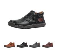 Generico The First Young Shoes Men, Handmade Premium Leather Slip on Driving Boots Travel & Outdoor (Black,42)