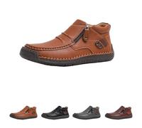 Generico The First Young Shoes Men, Handmade Premium Leather Slip on Driving Boots Travel & Outdoor (Brown,39)