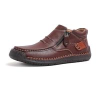Generico The First Young Shoes Men, Handmade Premium Leather Slip on Driving Boots Travel & Outdoor (Brown,45)