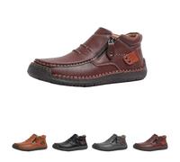Generico The First Young Shoes Men, Handmade Premium Leather Slip on Driving Boots Travel & Outdoor (Dark brown,43)
