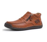 Generico The First Young Shoes Men, Handmade Premium Leather Slip on Driving Boots Travel & Outdoor (Light Brown,41)