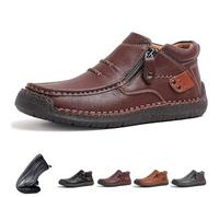 Generico The First Young Shoes Men, Men’s Handmade Premium Leather Slip-On Driving Boots for Travel & Outdoors (Red,39)
