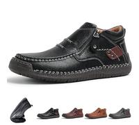 Generico The First Young Shoes Men, Men’s Handmade Premium Leather Slip-On Driving Boots for Travel & Outdoors (Black,45)