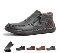Generico The First Young Shoes Men, Men’s Handmade Premium Leather Slip-On Driving Boots for Travel & Outdoors (Gray,45)