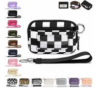 Generico The Iris' Wallet 2nd Gen, The Iris Pouch Wristlet, Zip Card Case with ID Window/Hand Strap, for Travel Credit Card Holder (Black White)