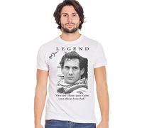Generico The Legend Ayrton Senna con la Sua Firma Art. 11001 T-Shirt Urban Men Uomo 100% Cotone Fiammato BS (IT, Testo, XXL, Regular, Regular, Bianco)