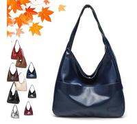 Generico The Maya Shoulder Bags, Leather Tote Bag for Women, The Perfect Everyday Bags (Blue)
