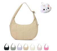 Generico The Mila Bag, Small Puffer Crescent Shoulder Bag for Women, Cute Waterproof Puffer Crescent, Adjustable Shoulder Strap (Khaki)