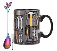 Generico The Ultimate Mechanic's Toolbox Mug, 11oz Ceramic Mechanic Toolbox Coffee Cup with Spoon, Realistic Tool Pattern Design and Ergonomic Handle, Ideal Gift for Dad Husband on Birthday (#C)