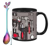 Generico The Ultimate Mechanic's Toolbox Mug, 11oz Ceramic Mechanic Toolbox Coffee Cup with Spoon, Realistic Tool Pattern Design and Ergonomic Handle, Ideal Gift for Dad Husband on Birthday (#G)