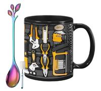 Generico The Ultimate Mechanic's Toolbox Mug, 11oz Ceramic Mechanic Toolbox Coffee Cup with Spoon, Realistic Tool Pattern Design and Ergonomic Handle, Ideal Gift for Dad Husband on Birthday (#J)