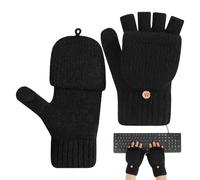 Generico Thermal Fingerless Gloves - Insulated Convertible Mittens, Cold Weather Cycling, Knitted Fabric Handwear Touchscreen Cover, Winter Sports Accessory, Extended Outdoor Activity Usage