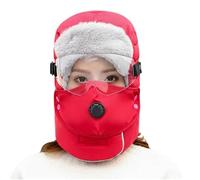 Generico Thermal Hat with Detachable Breathing-Valve Mask, Wind-Resistant Winter Face Mask Defy The Freeze with 360° Protection (Red)