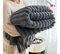 Generico Thickened Rabbit Plush Nap Blanket, Winter Flannel Milk Velvet Cover Blanket,Super Fuzzy Cozy Lightweight Throw For Couch, Sofa, Bed, Office Nap (Black, 70 * 100cm/27.5 * 39.3in)