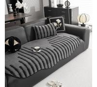Generico Thickened Shu Cotton Velvet Couch Cover 1-4 Seat Sectional Sofa L Shape Protector with Armrest and Backrest Pet-Friendly Slipcover for Futon (Black,90x90cm) (Dark Gray,90x150cm)