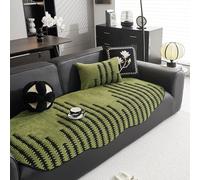 Generico Thickened Shu Cotton Velvet Couch Cover 1-4 Seat Sectional Sofa L Shape Protector with Armrest and Backrest Pet-Friendly Slipcover for Futon (Black,90x90cm) (Dark Green,90x280cm)