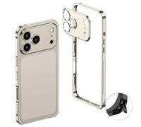 Generico Thin Metal Frame Heat Dissipation Case with Lens Protector for iPhone 17 Pro Max, Shockproof Phone Case with Detachable Metal Lens Cover, 360° Camera Protection