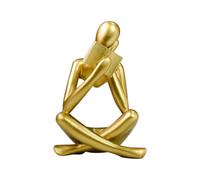 Generico Thinker Statue Reading - Resin 12cm | Golden Reading Figurine, Aesthetic Sculpture Home Decor | Modern Bookshelf Shelf Accent For Living Room Office Study Decoration Use