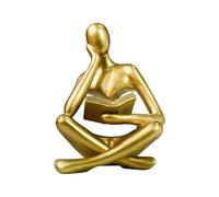 Generico Thinker Statue Reading - Resin 12cm | Golden Reading Figurine, Aesthetic Sculpture Home Decor | Modern Bookshelf Shelf Accent For Living Room Office Study Decoration Use