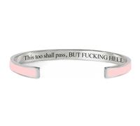 Generico This Too Shall Pass Bracelet - But Fucking Hell Engraved Hidden Message Cuff Bangle, Funny Inspirational Jewelry, Secret Motivational Gifts for Women (Pink-B)