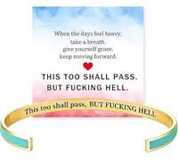 Generico This Too Shall Pass Hidden Message Cuff Bracelet, BUT FUCKING HELL Engarved Motivational Bangle Bracelet, Stainless Steel Alloy Motivational Jewelry Gift for Women