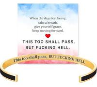 Generico This Too Shall Pass Hidden Message Cuff Bracelet, BUT FUCKING HELL Engarved Motivational Bangle Bracelet, Stainless Steel Alloy Motivational Jewelry Gift for Women
