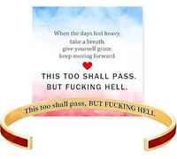 Generico This Too Shall Pass Hidden Message Cuff Bracelet, BUT FUCKING HELL Engarved Motivational Bangle Bracelet, Stainless Steel Alloy Motivational Jewelry Gift for Women