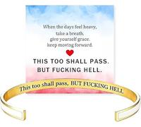 Generico This Too Shall Pass Hidden Message Cuff Bracelet, BUT FUCKING HELL Engarved Motivational Bangle Bracelet, Stainless Steel Alloy Motivational Jewelry Gift for Women