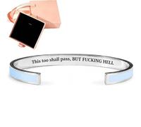 Generico This Too Shall Pass Mantra Cuff Bracelet with Gift box, Engraved Motivational Cuff Bracelet Hidden Message Encouragement Jewelry Gifts for Women (A)