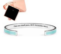 Generico This Too Shall Pass Mantra Cuff Bracelet with Gift box, Engraved Motivational Cuff Bracelet Hidden Message Encouragement Jewelry Gifts for Women (C)