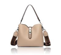 Generico Three Straps Bucket Bag for Women, Large Capacity Fashionable Commuter Crossbody Shoulder Bag, Adjustable Shoulder Strap (Beige)