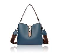 Generico Three Straps Bucket Bag for Women, Large Capacity Fashionable Commuter Crossbody Shoulder Bag, Adjustable Shoulder Strap (Blue)